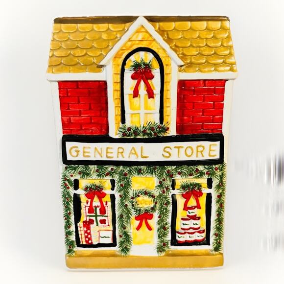 Yankee Candle General Store Ceramic Jar House Christmas Village Holder 10R120 - Picture 1 of 8